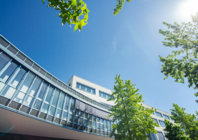 TRIO campus building facade in Düsseldorf innovation district